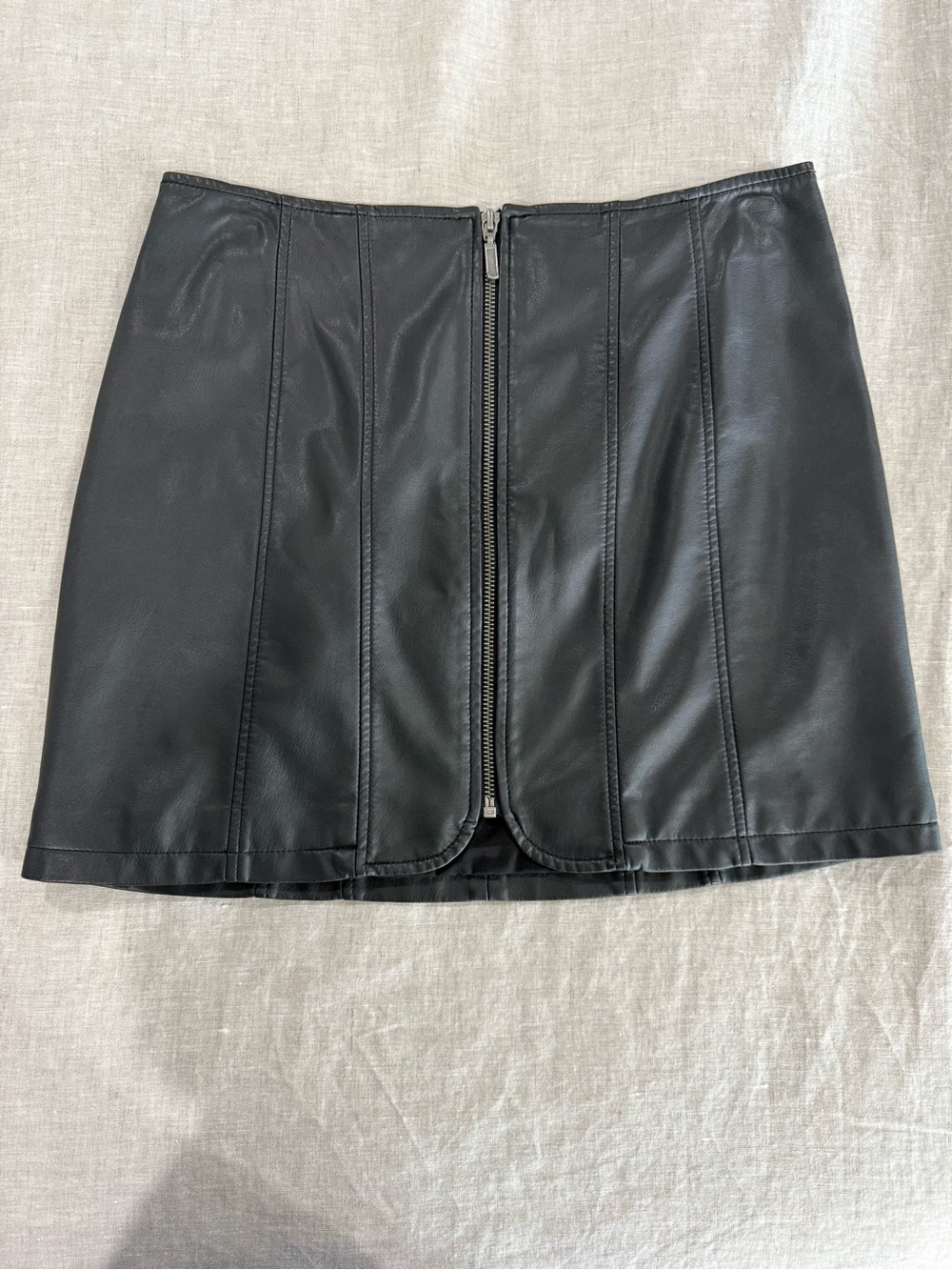 Free People Layla Black Faux Leather Zip-Front Mini Skirt